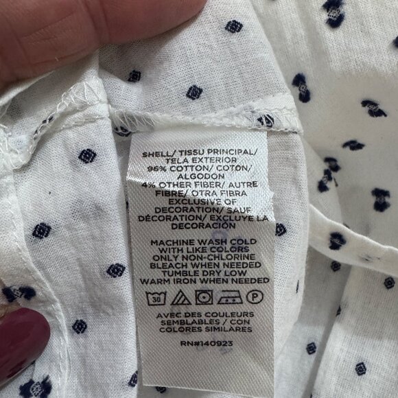 Loft Womens White & Navy Polka Dot Blouse Size S Petite - Picture 8 of 8